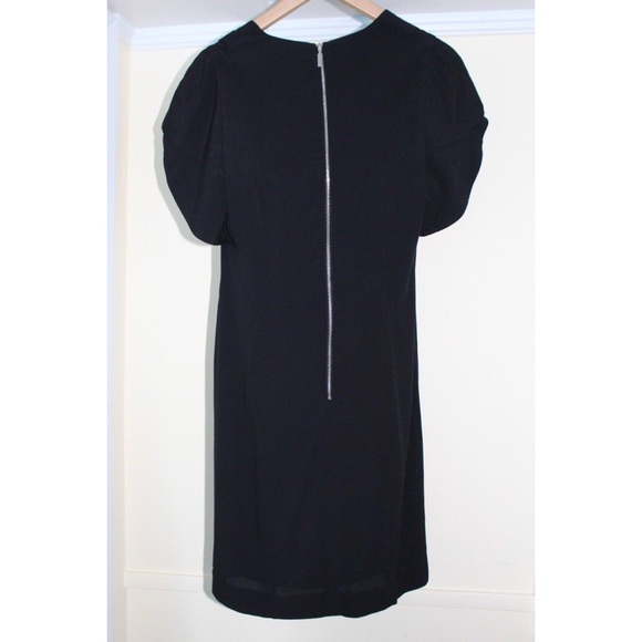 Black Halo Crepe Dress with Chiffon Panels on Front - Picture 5 of 7